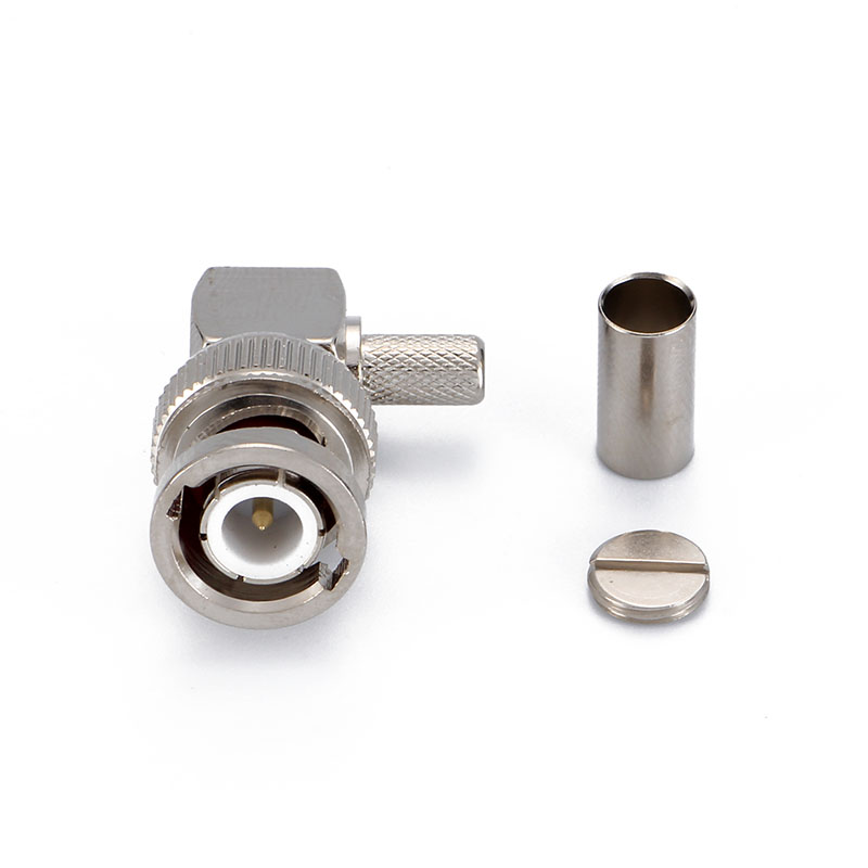 BNC MALE RA connector CRIMP size for coaxial cable 3D-FB ／RG58 ／LSR195／ LSR200