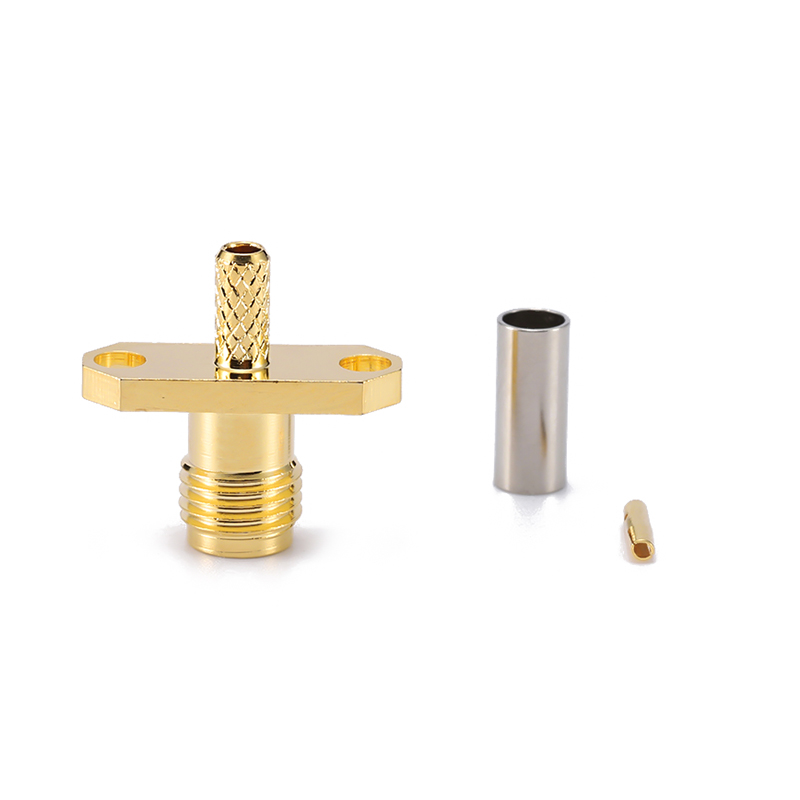SMA FEMALE PANEL 2HOLE CRIMP for coaxial cable RG316 or RG174
